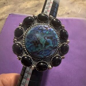 Artisan Black onyx and Blue Abalone Ring